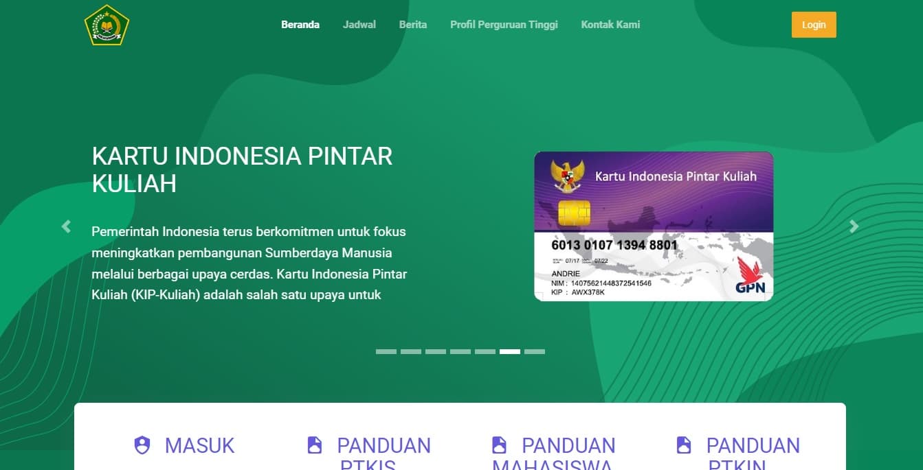 Sistem Informasi Beasiswa KIP Kuliah PTKIN Kemenag RI